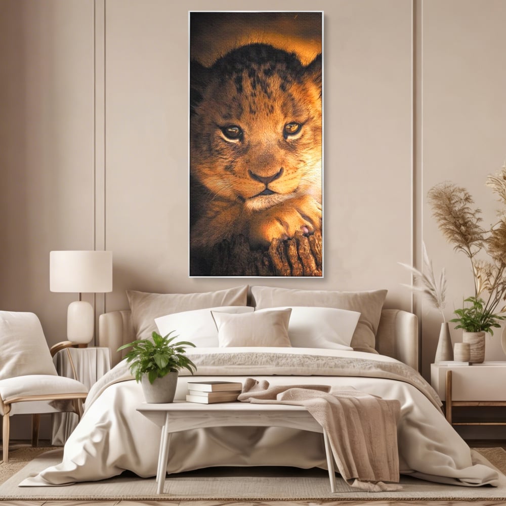 Leinwandbilder Premium, LuxCanva® M1377, Kleiner König, Erbe, Dynastie, Huhn, Löwe, Unschuld, Kindheit, Portrait, Licht, Sonnenaufgang, Büro, Wohnen, Kinderzimmer