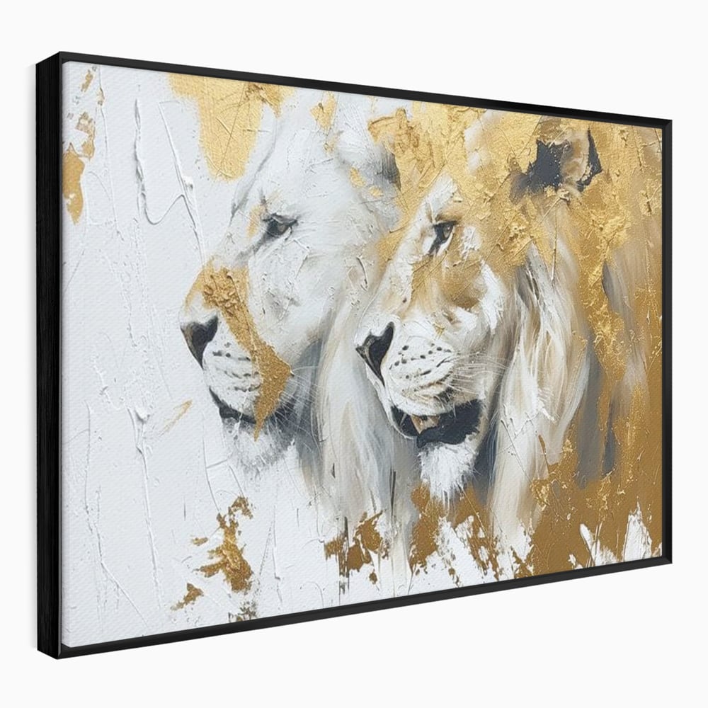 Tablou Canvas Premium, LuxCanva® M1378, Regele si Regina Junglei, Lei, Cuplu, Legatura, Pereche, Animale, Jungla, Iubire, Splendoare, Eleganta, Birou, Living, Camera Copil