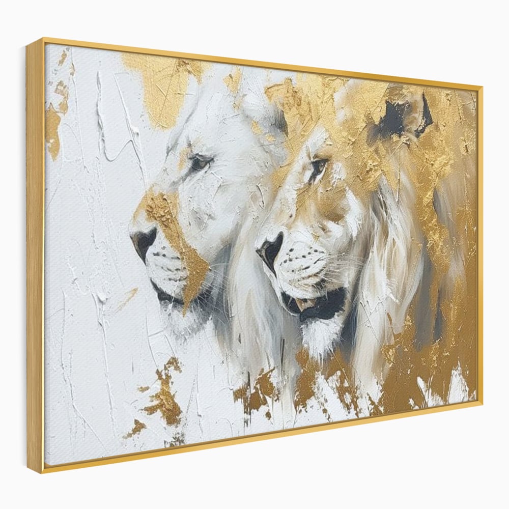 Tablou Canvas Premium, LuxCanva® M1378, Regele si Regina Junglei, Lei, Cuplu, Legatura, Pereche, Animale, Jungla, Iubire, Splendoare, Eleganta, Birou, Living, Camera Copil