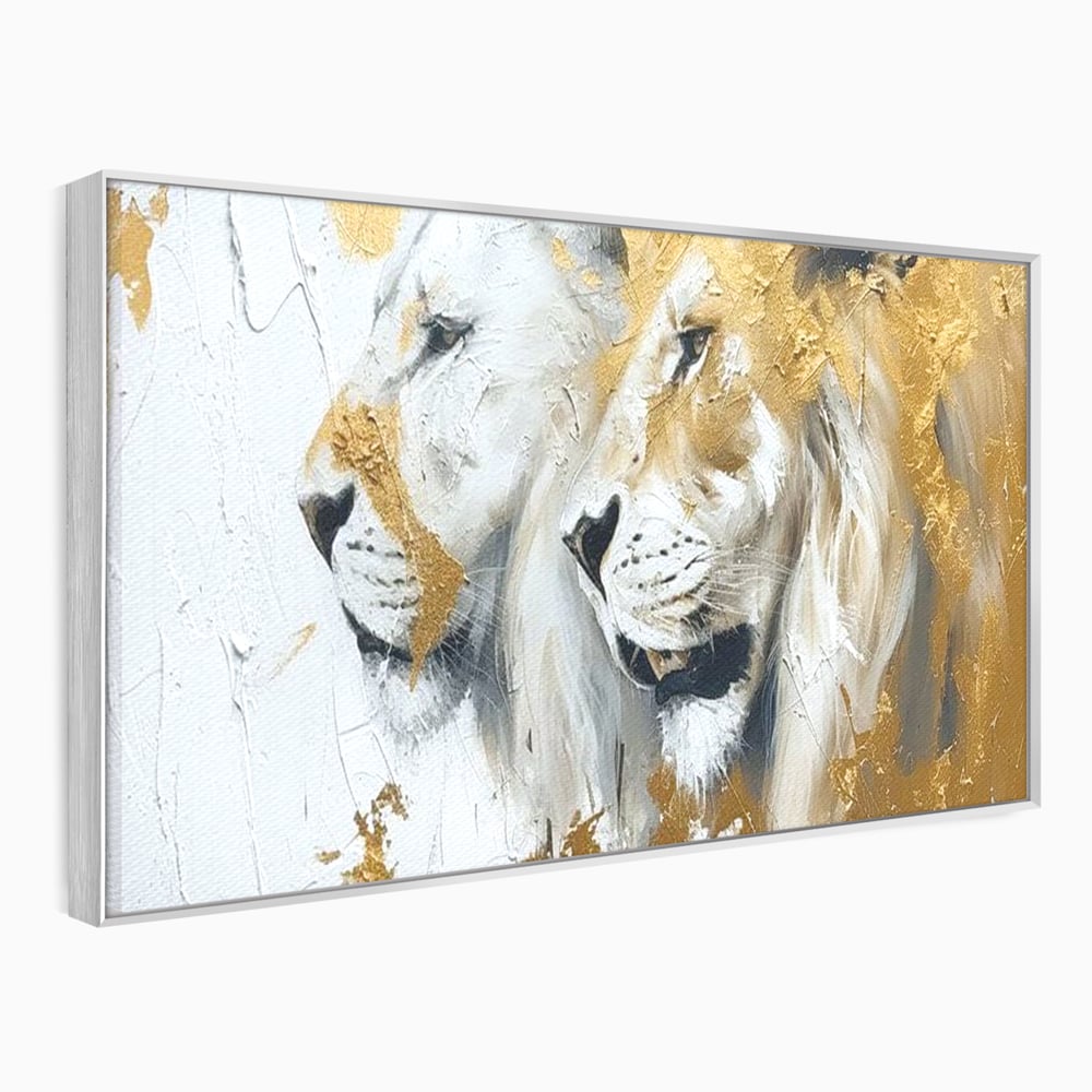 Tablou Canvas Premium, LuxCanva® M1378, Regele si Regina Junglei, Lei, Cuplu, Legatura, Pereche, Animale, Jungla, Iubire, Splendoare, Eleganta, Birou, Living, Camera Copil
