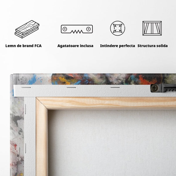 Tablou Canvas Premium, LuxCanva® M1379, Scanteie Regala, Pictura, Multicolor, Leu, Animal, Salbatic, Forta, Curaj, Noblete, Picaturi, Birou, Living, Camera Copil