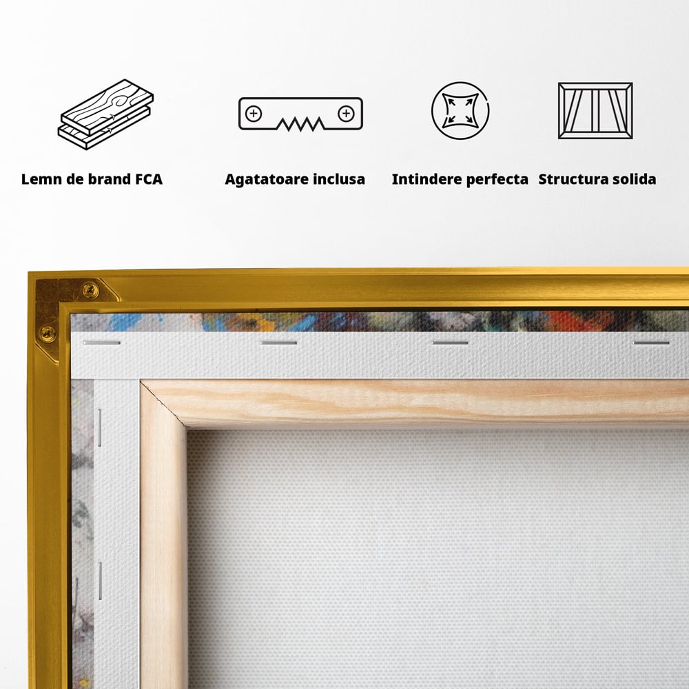 Tablou Canvas Premium, LuxCanva® M1379, Scanteie Regala, Pictura, Multicolor, Leu, Animal, Salbatic, Forta, Curaj, Noblete, Picaturi, Birou, Living, Camera Copil
