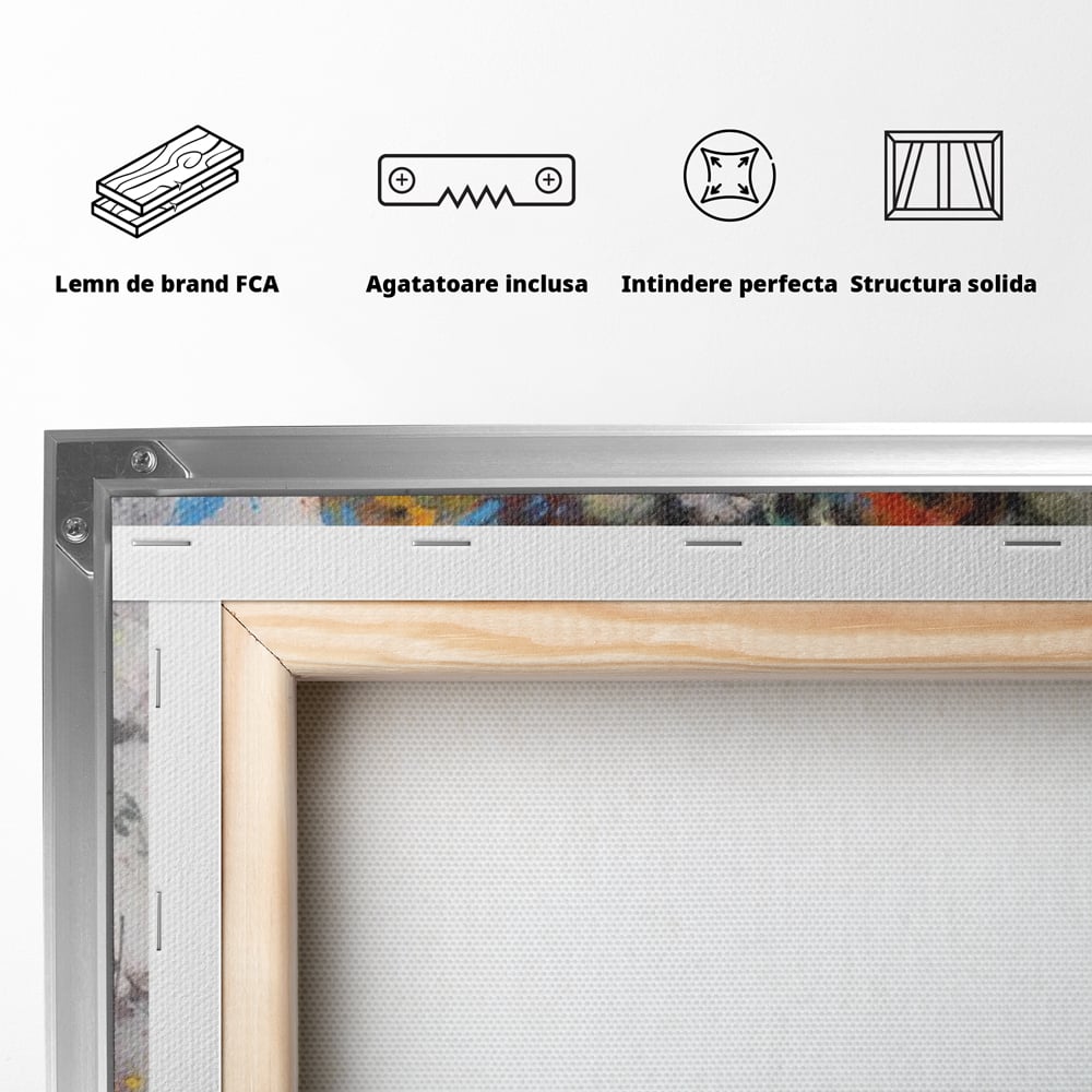 Tablou Canvas Premium, LuxCanva® M1379, Scanteie Regala, Pictura, Multicolor, Leu, Animal, Salbatic, Forta, Curaj, Noblete, Picaturi, Birou, Living, Camera Copil