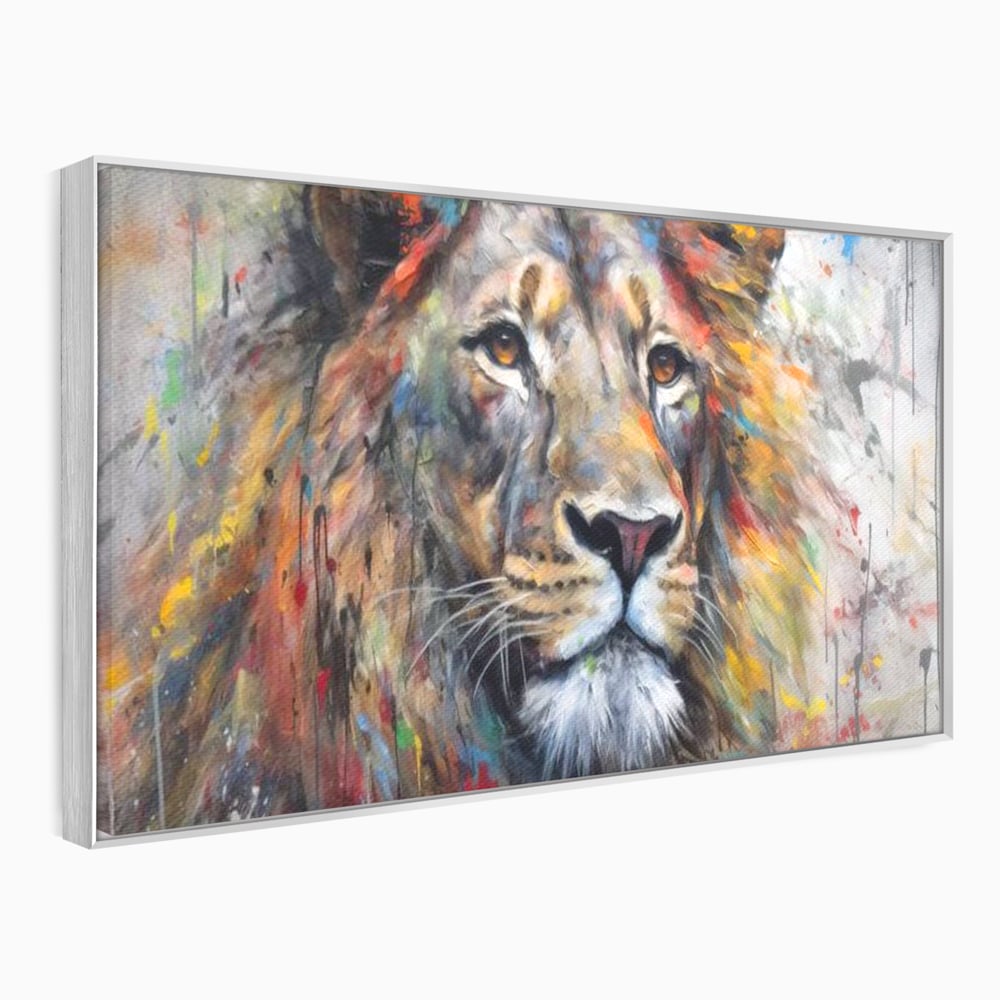 Tablou Canvas Premium, LuxCanva® M1379, Scanteie Regala, Pictura, Multicolor, Leu, Animal, Salbatic, Forta, Curaj, Noblete, Picaturi, Birou, Living, Camera Copil
