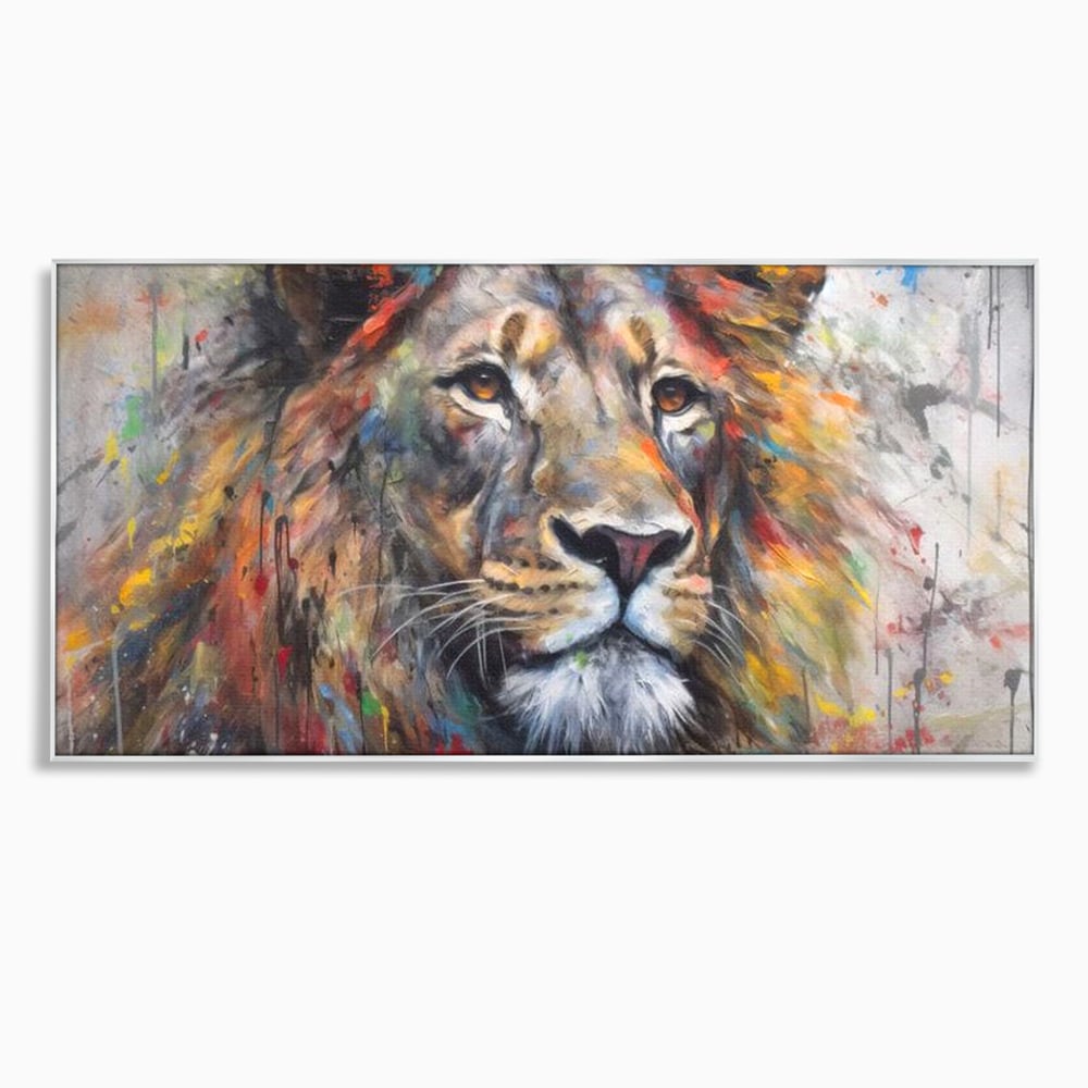 Tablou Canvas Premium, LuxCanva® M1379, Scanteie Regala, Pictura, Multicolor, Leu, Animal, Salbatic, Forta, Curaj, Noblete, Picaturi, Birou, Living, Camera Copil