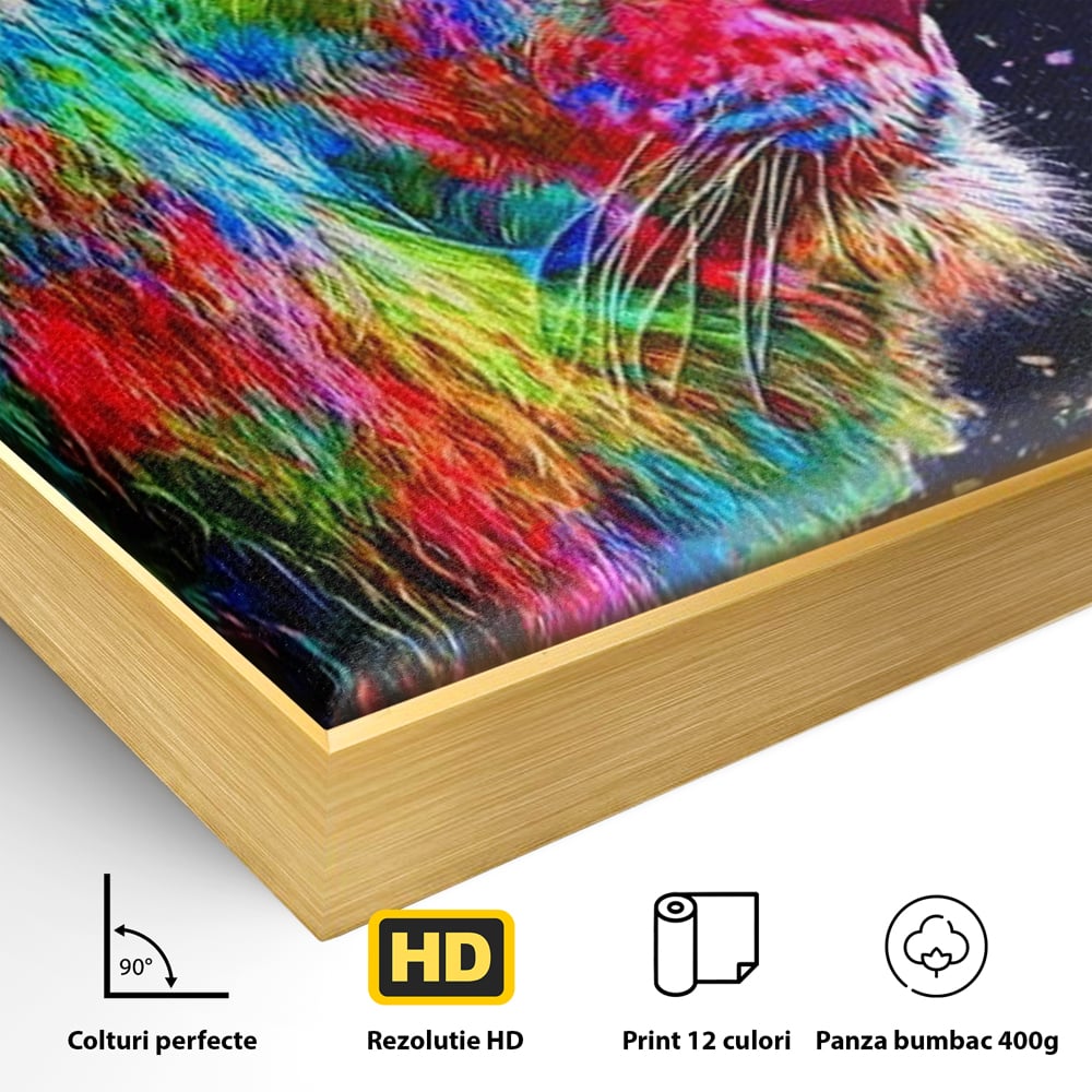 Tablou Canvas Premium, LuxCanva® M1380, Puls de Culoare, Intunecat, Stele, Infinit, Univers, Artistic, Leu, Animal, Profil, Multicolor, Birou, Living, Camera Copil