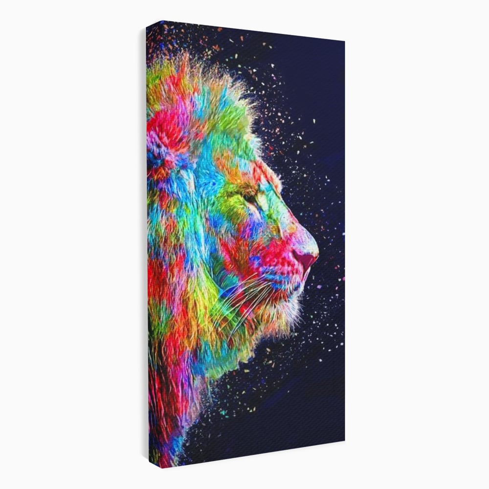 Tablou Canvas Premium, LuxCanva® M1380, Puls de Culoare, Intunecat, Stele, Infinit, Univers, Artistic, Leu, Animal, Profil, Multicolor, Birou, Living, Camera Copil