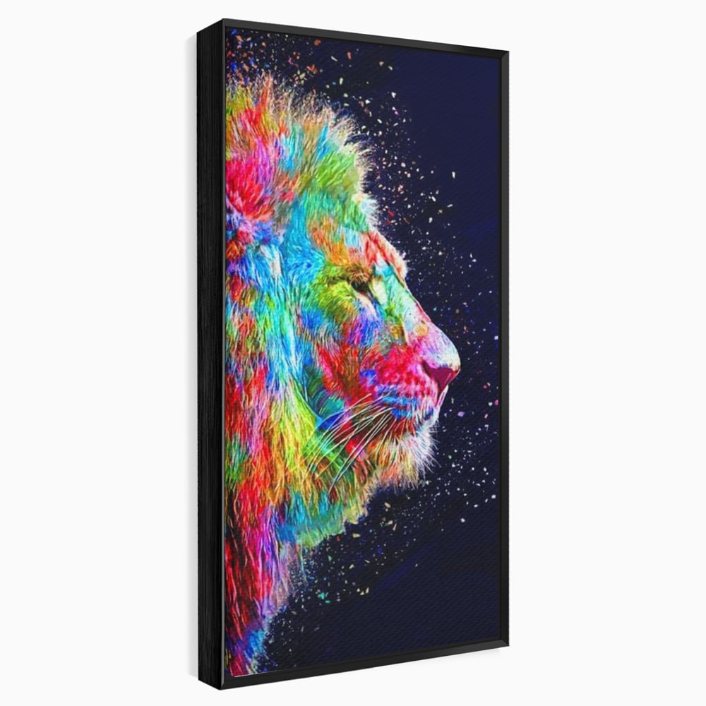Tablou Canvas Premium, LuxCanva® M1380, Puls de Culoare, Intunecat, Stele, Infinit, Univers, Artistic, Leu, Animal, Profil, Multicolor, Birou, Living, Camera Copil