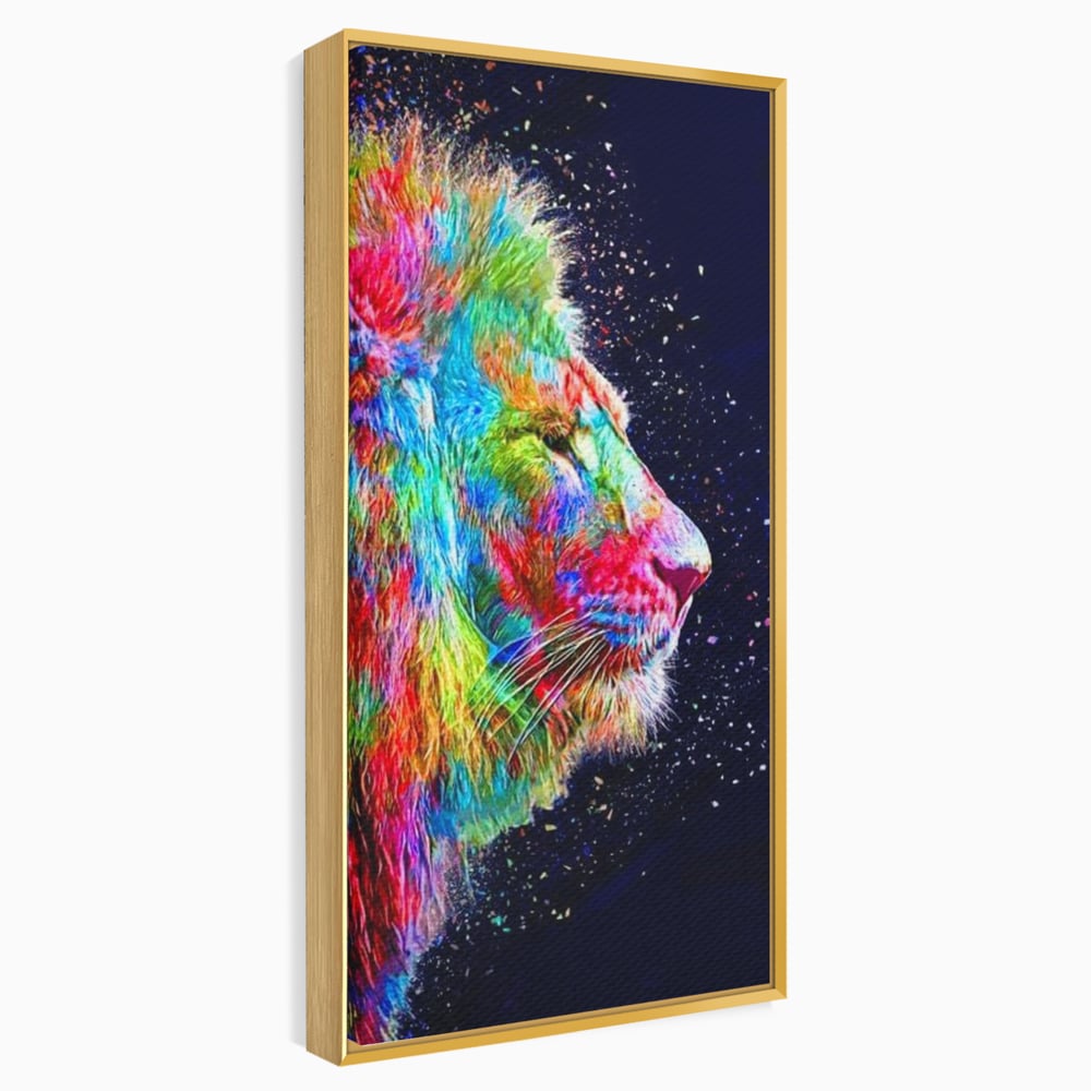 Tablou Canvas Premium, LuxCanva® M1380, Puls de Culoare, Intunecat, Stele, Infinit, Univers, Artistic, Leu, Animal, Profil, Multicolor, Birou, Living, Camera Copil