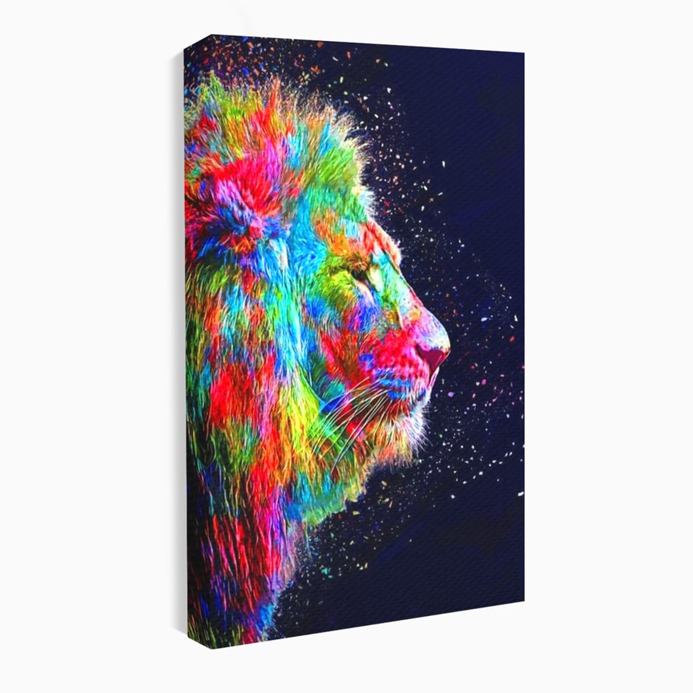 Tablou Canvas Premium, LuxCanva® M1380, Puls de Culoare, Intunecat, Stele, Infinit, Univers, Artistic, Leu, Animal, Profil, Multicolor, Birou, Living, Camera Copil
