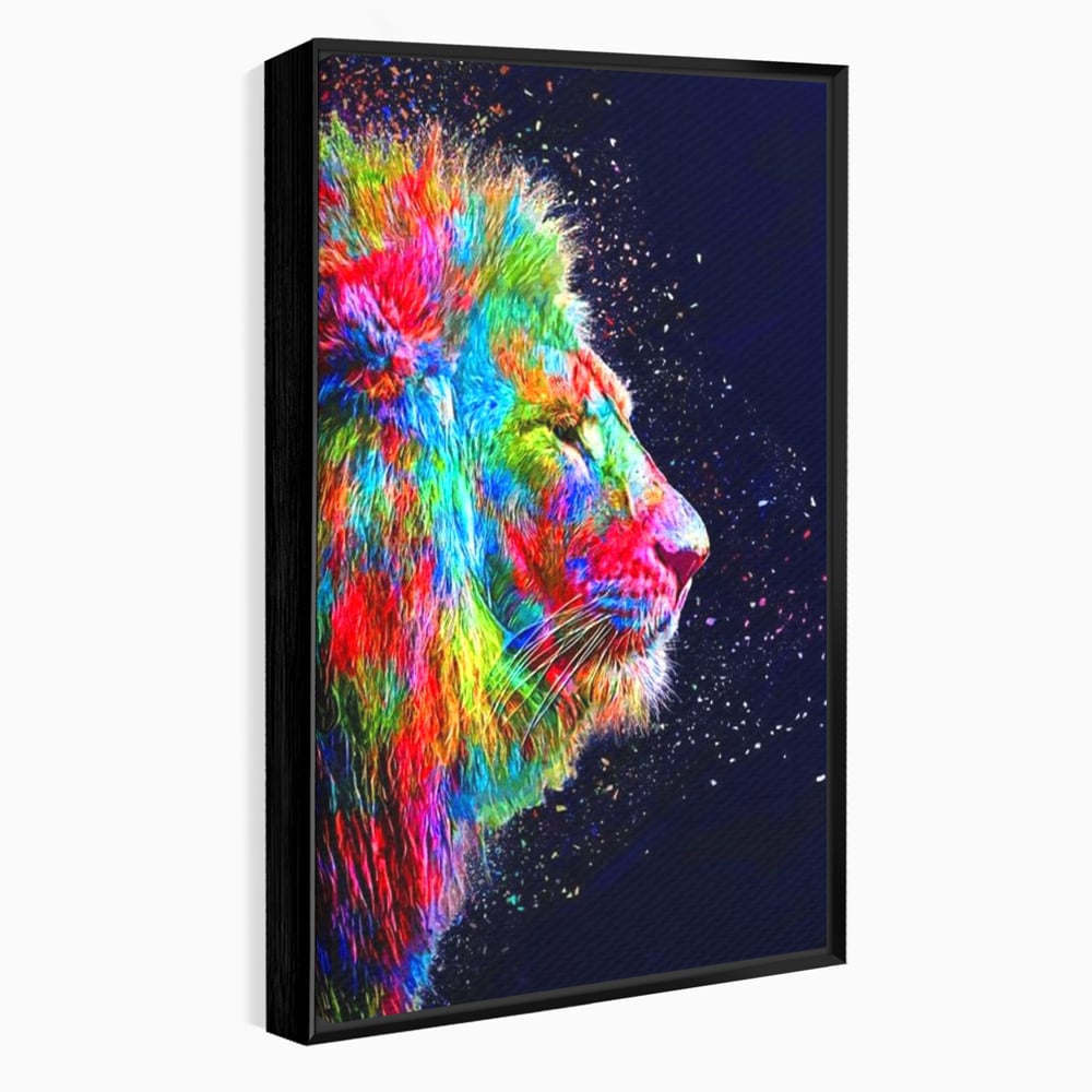 Tablou Canvas Premium, LuxCanva® M1380, Puls de Culoare, Intunecat, Stele, Infinit, Univers, Artistic, Leu, Animal, Profil, Multicolor, Birou, Living, Camera Copil