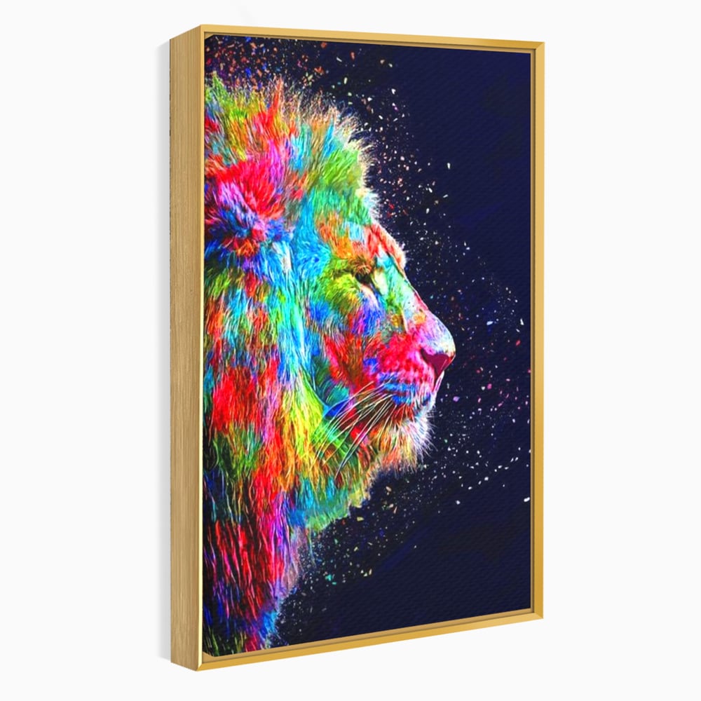 Tablou Canvas Premium, LuxCanva® M1380, Puls de Culoare, Intunecat, Stele, Infinit, Univers, Artistic, Leu, Animal, Profil, Multicolor, Birou, Living, Camera Copil