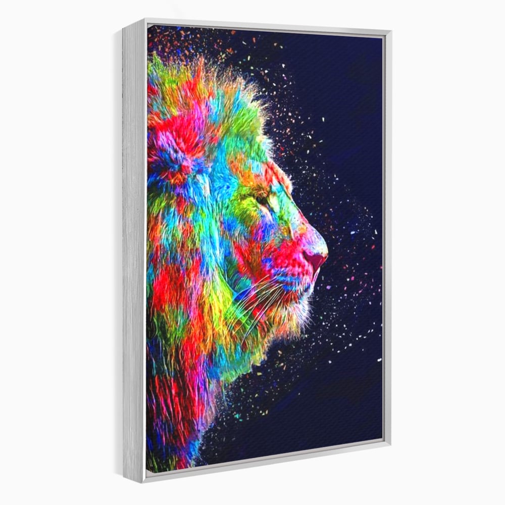 Tablou Canvas Premium, LuxCanva® M1380, Puls de Culoare, Intunecat, Stele, Infinit, Univers, Artistic, Leu, Animal, Profil, Multicolor, Birou, Living, Camera Copil
