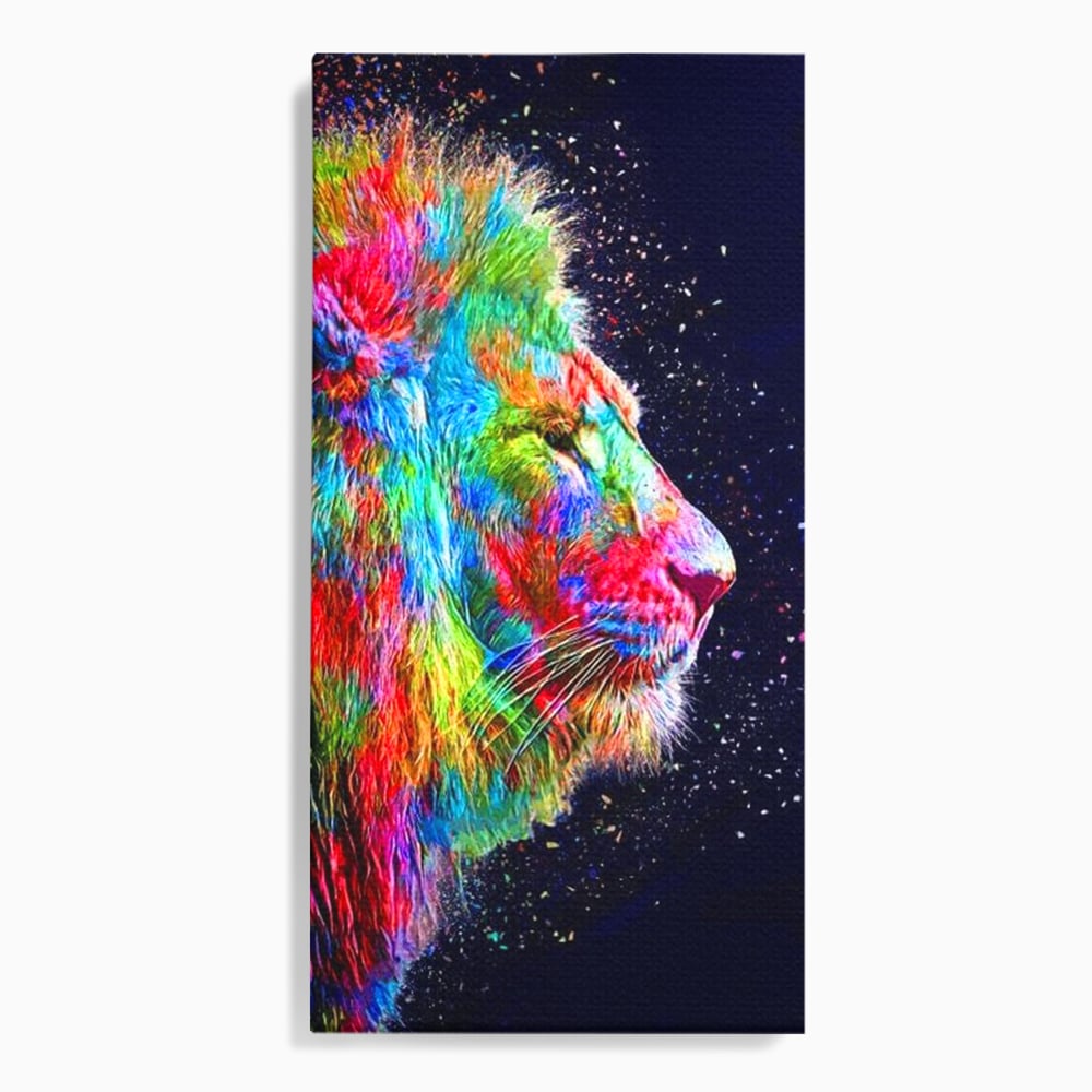 Tablou Canvas Premium, LuxCanva® M1380, Puls de Culoare, Intunecat, Stele, Infinit, Univers, Artistic, Leu, Animal, Profil, Multicolor, Birou, Living, Camera Copil
