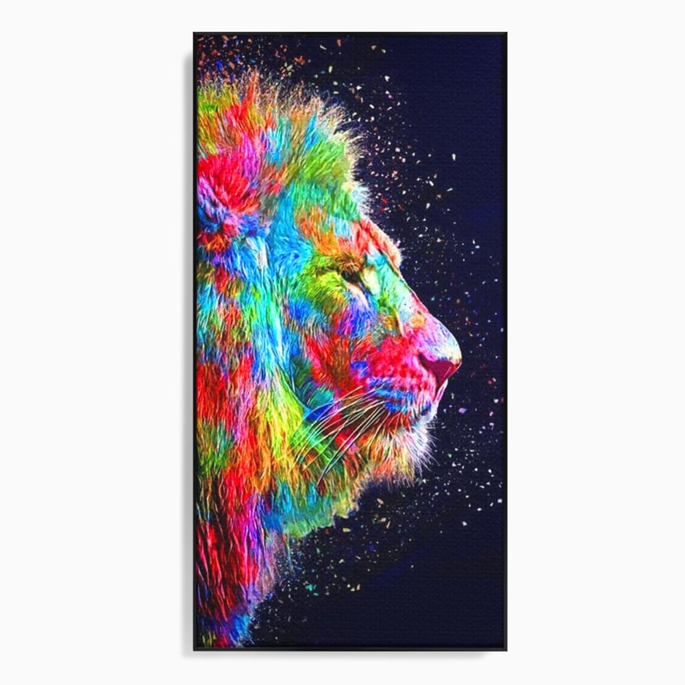 Tablou Canvas Premium, LuxCanva® M1380, Puls de Culoare, Intunecat, Stele, Infinit, Univers, Artistic, Leu, Animal, Profil, Multicolor, Birou, Living, Camera Copil