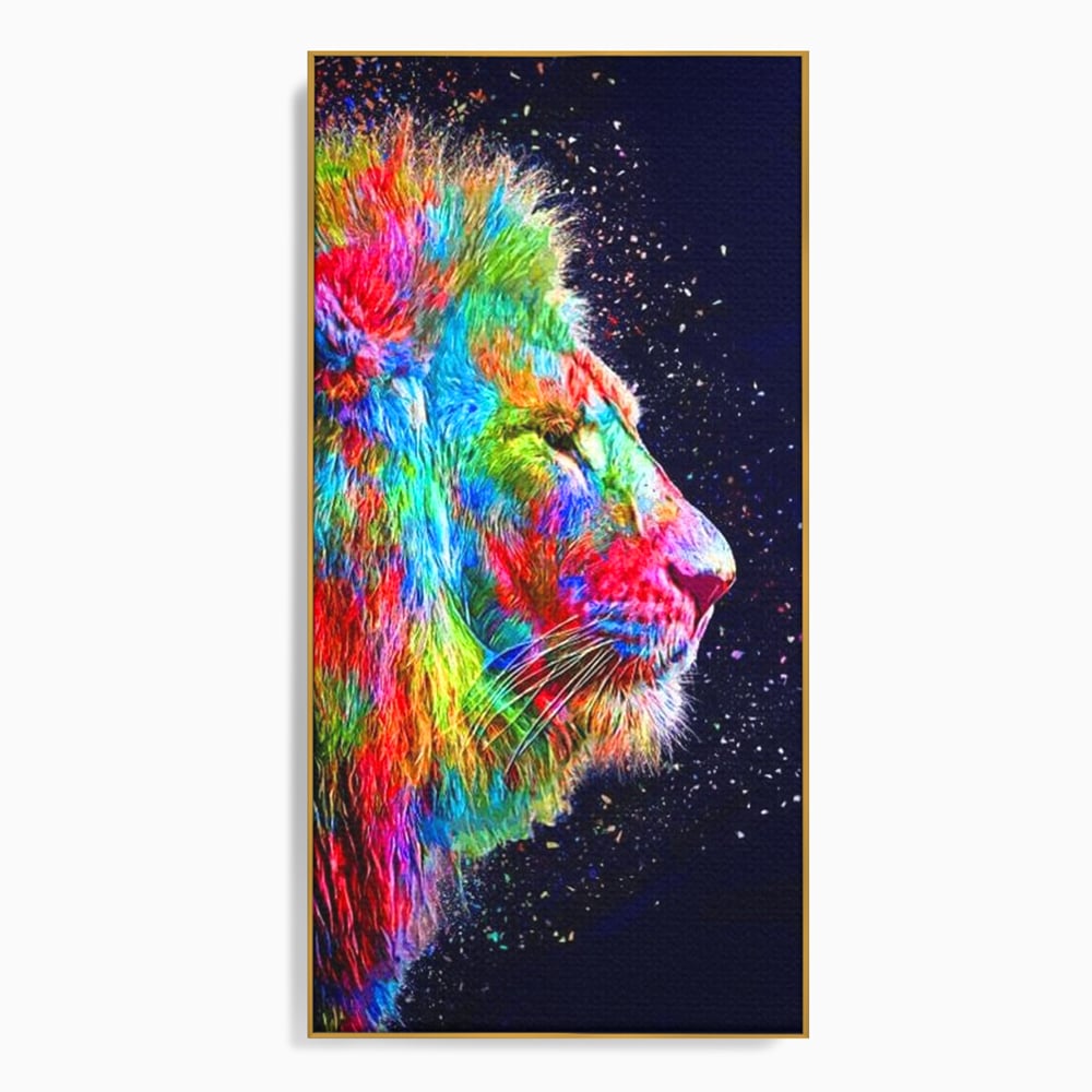 Tablou Canvas Premium, LuxCanva® M1380, Puls de Culoare, Intunecat, Stele, Infinit, Univers, Artistic, Leu, Animal, Profil, Multicolor, Birou, Living, Camera Copil