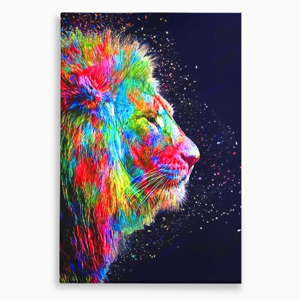 Tablou Canvas Premium, LuxCanva® M1380, Puls de Culoare, Intunecat, Stele, Infinit, Univers, Artistic, Leu, Animal, Profil, Multicolor, Birou, Living, Camera Copil