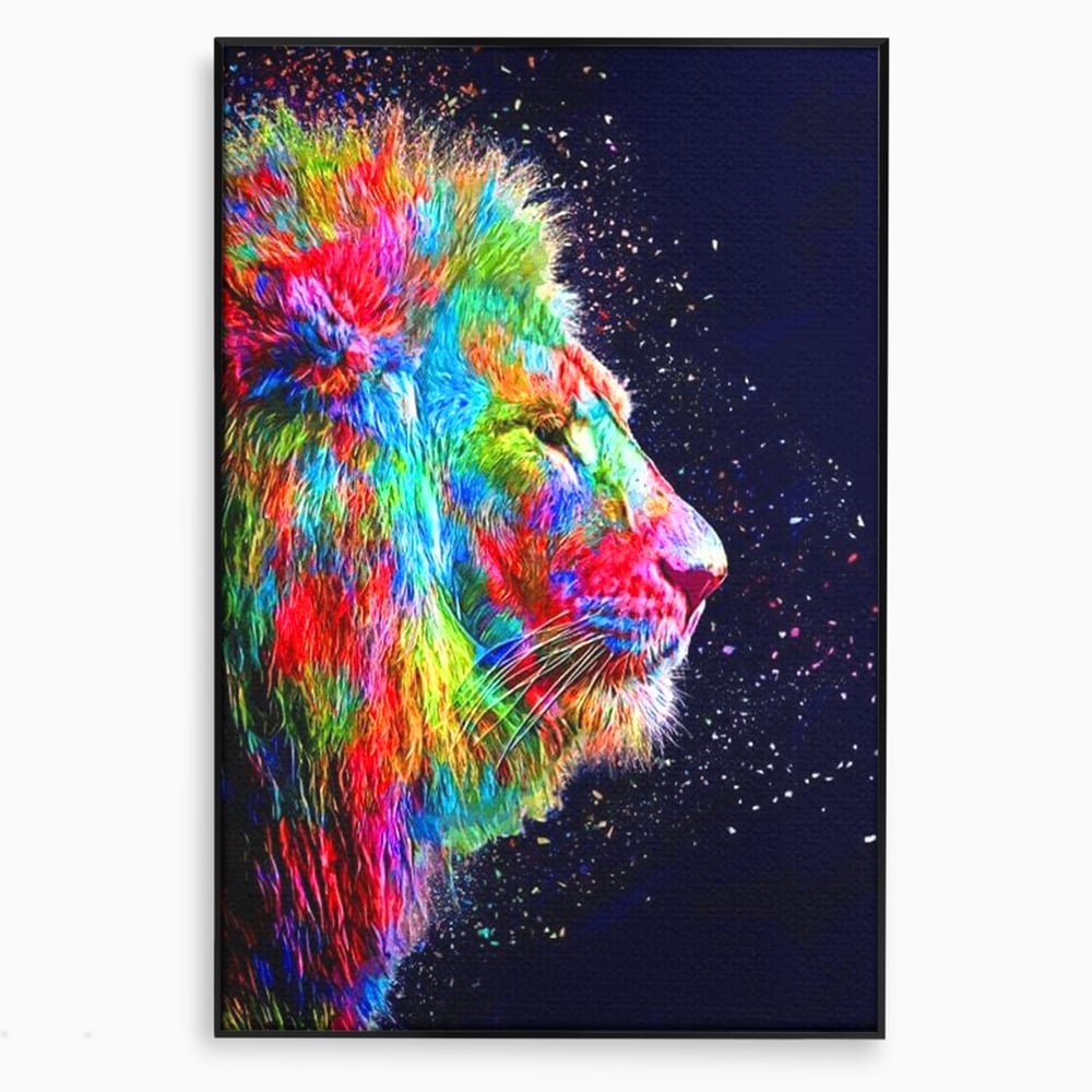 Tablou Canvas Premium, LuxCanva® M1380, Puls de Culoare, Intunecat, Stele, Infinit, Univers, Artistic, Leu, Animal, Profil, Multicolor, Birou, Living, Camera Copil