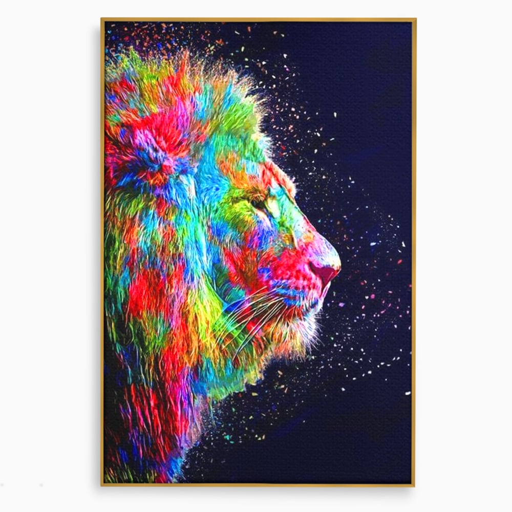Tablou Canvas Premium, LuxCanva® M1380, Puls de Culoare, Intunecat, Stele, Infinit, Univers, Artistic, Leu, Animal, Profil, Multicolor, Birou, Living, Camera Copil
