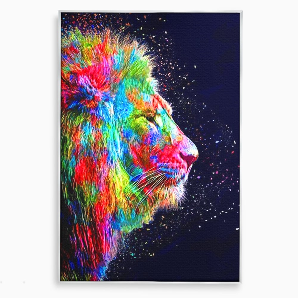 Tablou Canvas Premium, LuxCanva® M1380, Puls de Culoare, Intunecat, Stele, Infinit, Univers, Artistic, Leu, Animal, Profil, Multicolor, Birou, Living, Camera Copil