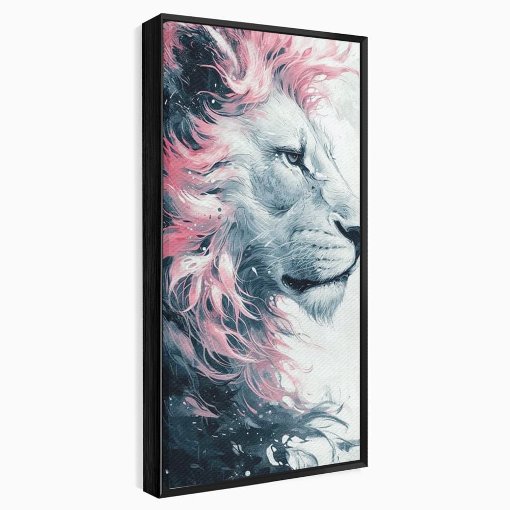 Leinwand Premium Canvas Wandkunst, LuxCanva® M1381, Royal Twilight, Rosa, Anmutig, Profil, Löwe, Portrait, Abstrakt, Mythisch, Mythisch, Sidef, Traum, Majestätisch, Büro, Wohnen, Kinderzimmer