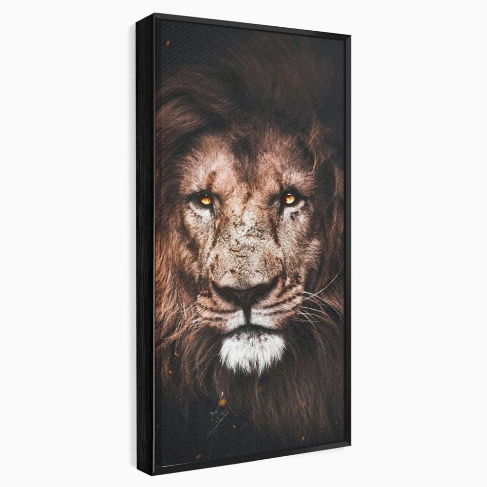 Leinwandbilder Premium, LuxCanva® M1383, Verborgene Absicht, Blick, Feuer, Dunkelheit, Geheimnis, Stärke, Flut, Ahnen, Wild, Tier, Löwe, König des Dschungels, Büro, Wohnen, Kinderzimmer