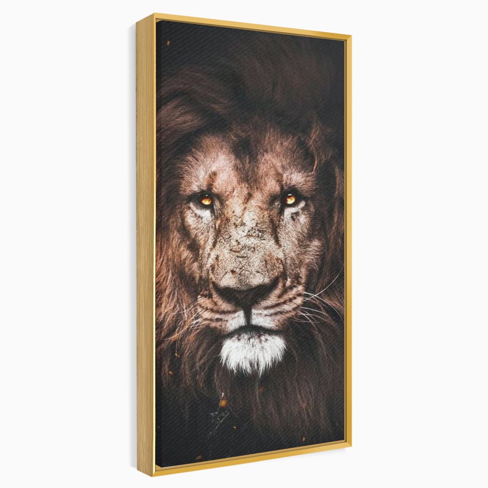 Leinwandbilder Premium, LuxCanva® M1383, Verborgene Absicht, Blick, Feuer, Dunkelheit, Geheimnis, Stärke, Flut, Ahnen, Wild, Tier, Löwe, König des Dschungels, Büro, Wohnen, Kinderzimmer