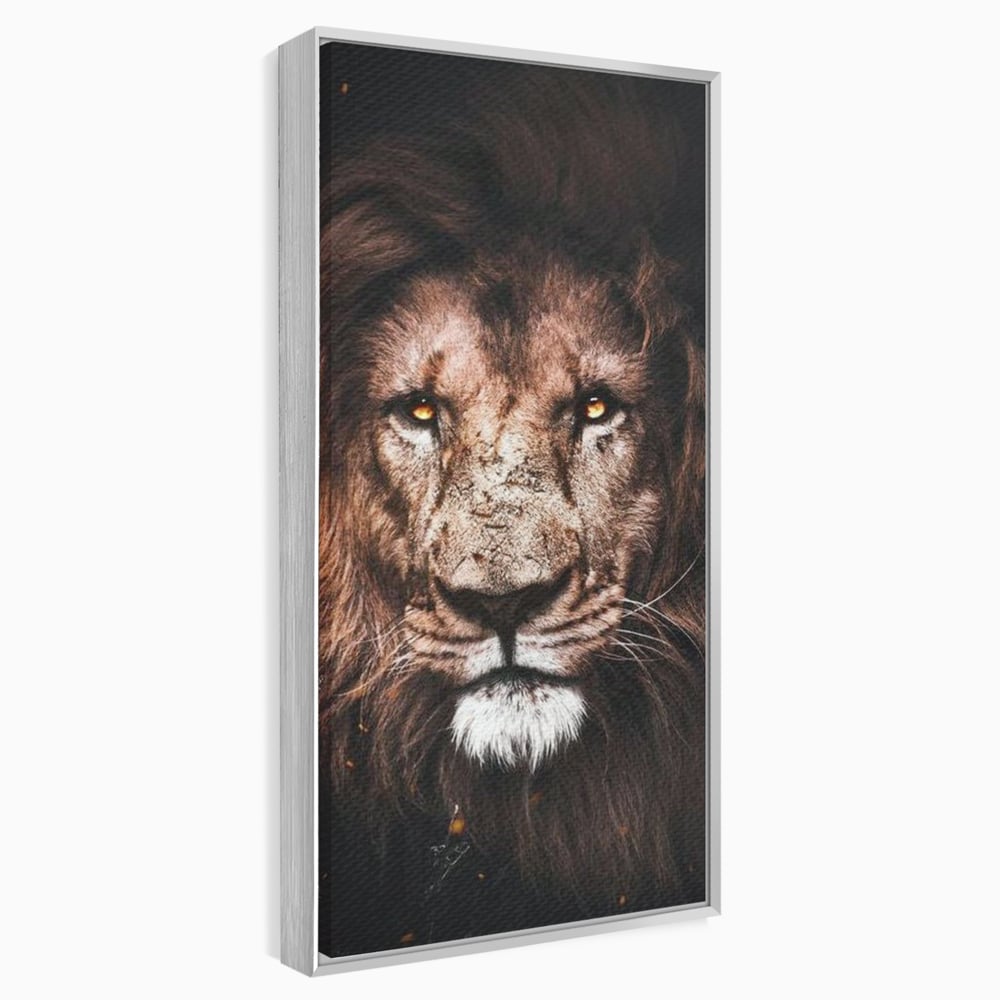 Leinwandbilder Premium, LuxCanva® M1383, Verborgene Absicht, Blick, Feuer, Dunkelheit, Geheimnis, Stärke, Flut, Ahnen, Wild, Tier, Löwe, König des Dschungels, Büro, Wohnen, Kinderzimmer