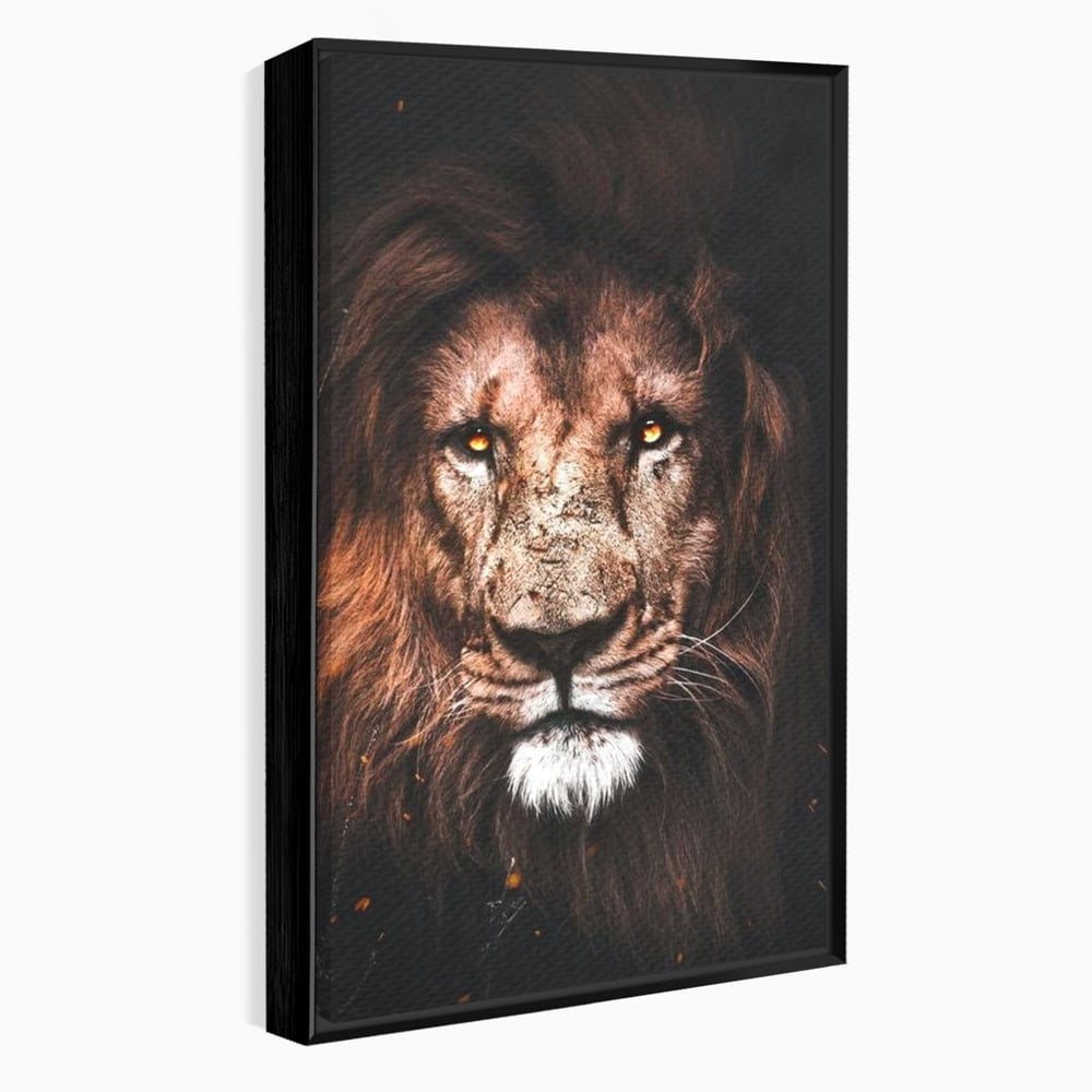 Leinwandbilder Premium, LuxCanva® M1383, Verborgene Absicht, Blick, Feuer, Dunkelheit, Geheimnis, Stärke, Flut, Ahnen, Wild, Tier, Löwe, König des Dschungels, Büro, Wohnen, Kinderzimmer
