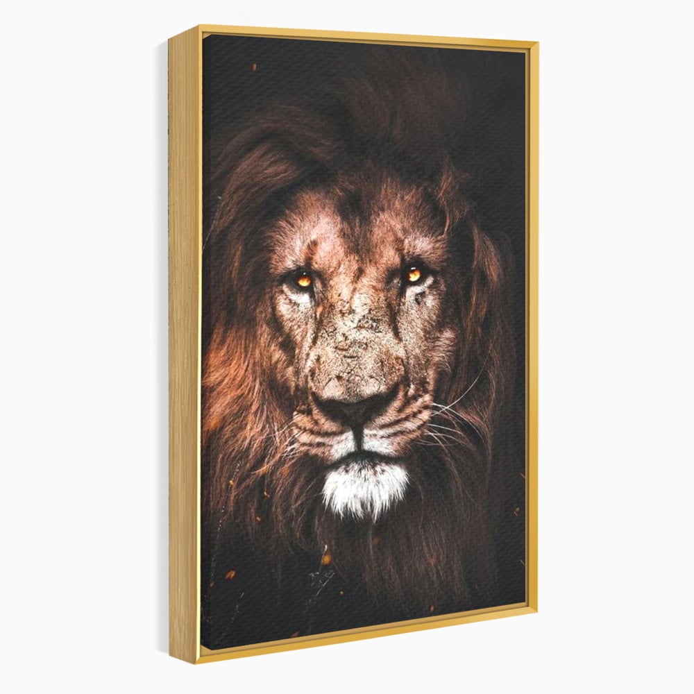 Leinwandbilder Premium, LuxCanva® M1383, Verborgene Absicht, Blick, Feuer, Dunkelheit, Geheimnis, Stärke, Flut, Ahnen, Wild, Tier, Löwe, König des Dschungels, Büro, Wohnen, Kinderzimmer