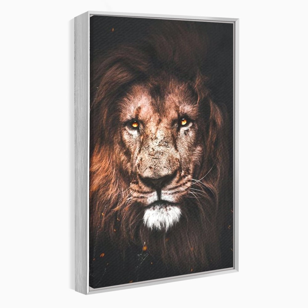 Leinwandbilder Premium, LuxCanva® M1383, Verborgene Absicht, Blick, Feuer, Dunkelheit, Geheimnis, Stärke, Flut, Ahnen, Wild, Tier, Löwe, König des Dschungels, Büro, Wohnen, Kinderzimmer