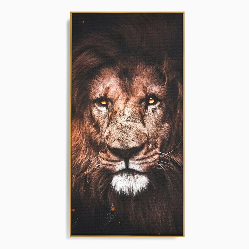 Leinwandbilder Premium, LuxCanva® M1383, Verborgene Absicht, Blick, Feuer, Dunkelheit, Geheimnis, Stärke, Flut, Ahnen, Wild, Tier, Löwe, König des Dschungels, Büro, Wohnen, Kinderzimmer