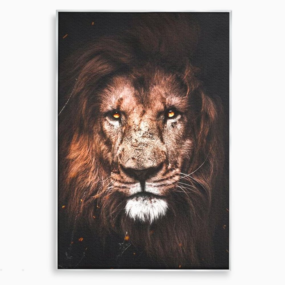 Leinwandbilder Premium, LuxCanva® M1383, Verborgene Absicht, Blick, Feuer, Dunkelheit, Geheimnis, Stärke, Flut, Ahnen, Wild, Tier, Löwe, König des Dschungels, Büro, Wohnen, Kinderzimmer