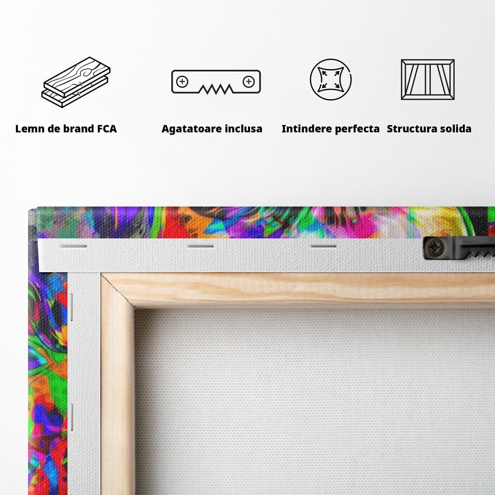 Leinwandbilder Premium, LuxCanva® M1386, Fury of Colours, Pop Art, Graffiti, Urban, Moderne Kunst, Löwe, Tier, König des Dschungels, Multicolor, Neon, Büro, Wohnen, Kinderzimmer