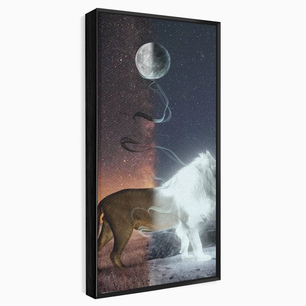 Leinwandbilder Premium, LuxCanva® M1387, Der Ruf des Mondes, Kosmisch, Universum, Sterne, Nacht, Dualität, Licht, Geist, Löwe, Energie, Ätherisch, Büro, Wohnen, Kinderzimmer
