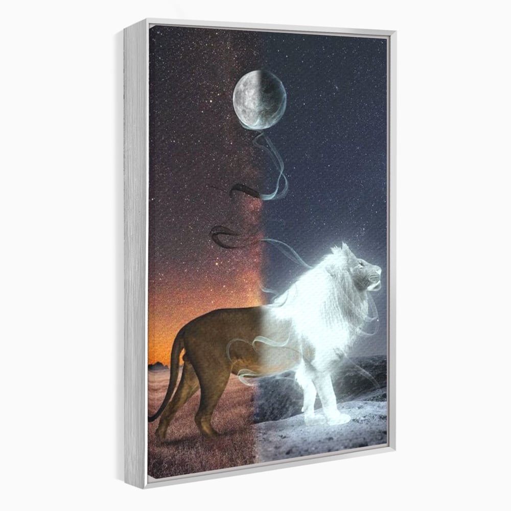 Leinwandbilder Premium, LuxCanva® M1387, Der Ruf des Mondes, Kosmisch, Universum, Sterne, Nacht, Dualität, Licht, Geist, Löwe, Energie, Ätherisch, Büro, Wohnen, Kinderzimmer