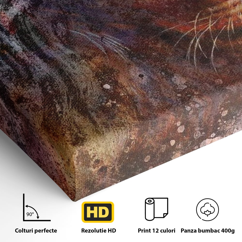 Tablou Canvas Premium, LuxCanva® M1388, Gardianul Universului, Leu, Regele Junglei, Nebuloasa, Stele, Univers, Aura, Expresiv, Infinit, Birou, Living, Camera Copil