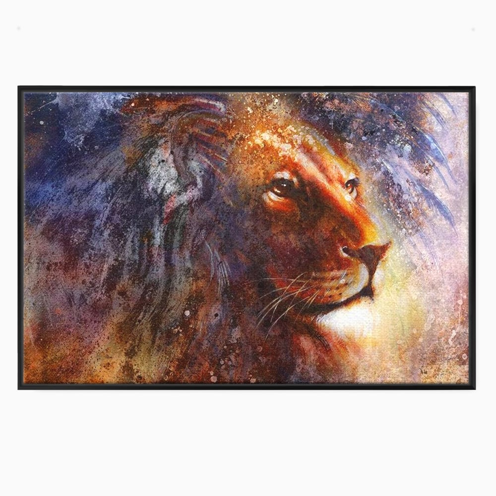 Tablou Canvas Premium, LuxCanva® M1388, Gardianul Universului, Leu, Regele Junglei, Nebuloasa, Stele, Univers, Aura, Expresiv, Infinit, Birou, Living, Camera Copil