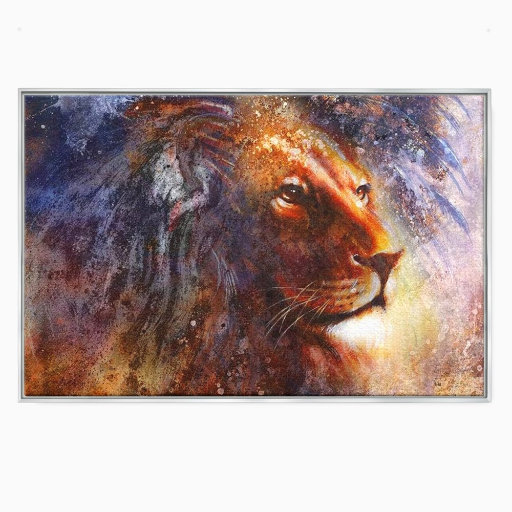 Tablou Canvas Premium, LuxCanva® M1388, Gardianul Universului, Leu, Regele Junglei, Nebuloasa, Stele, Univers, Aura, Expresiv, Infinit, Birou, Living, Camera Copil