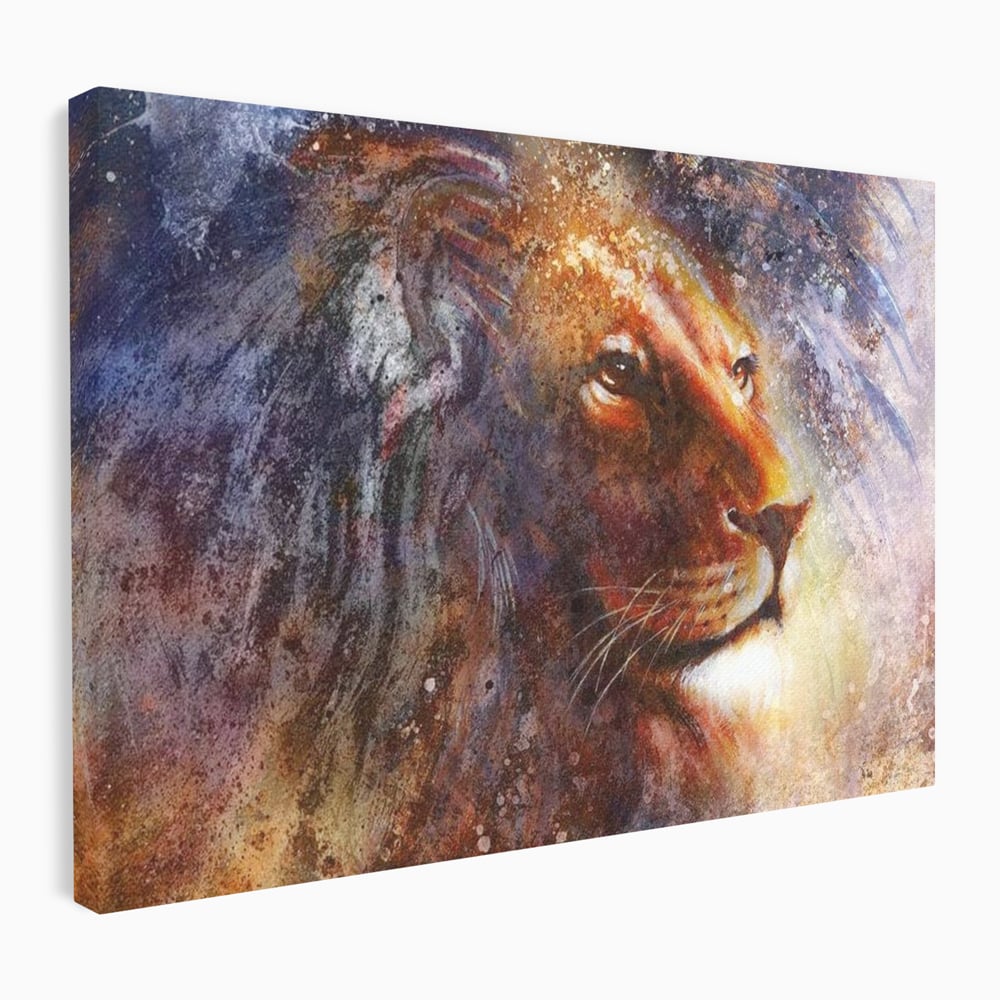 Tablou Canvas Premium, LuxCanva® M1388, Gardianul Universului, Leu, Regele Junglei, Nebuloasa, Stele, Univers, Aura, Expresiv, Infinit, Birou, Living, Camera Copil