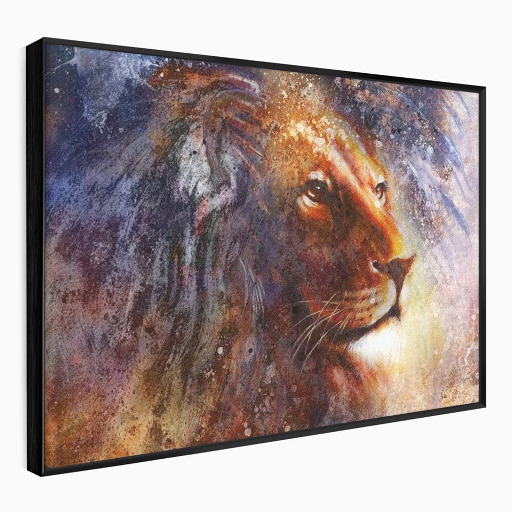 Tablou Canvas Premium, LuxCanva® M1388, Gardianul Universului, Leu, Regele Junglei, Nebuloasa, Stele, Univers, Aura, Expresiv, Infinit, Birou, Living, Camera Copil