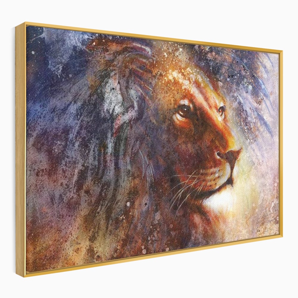 Tablou Canvas Premium, LuxCanva® M1388, Gardianul Universului, Leu, Regele Junglei, Nebuloasa, Stele, Univers, Aura, Expresiv, Infinit, Birou, Living, Camera Copil