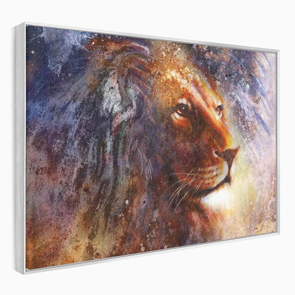 Tablou Canvas Premium, LuxCanva® M1388, Gardianul Universului, Leu, Regele Junglei, Nebuloasa, Stele, Univers, Aura, Expresiv, Infinit, Birou, Living, Camera Copil