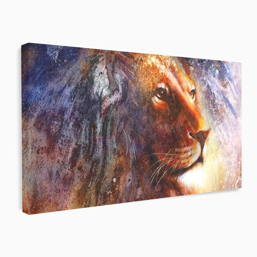 Tablou Canvas Premium, LuxCanva® M1388, Gardianul Universului, Leu, Regele Junglei, Nebuloasa, Stele, Univers, Aura, Expresiv, Infinit, Birou, Living, Camera Copil