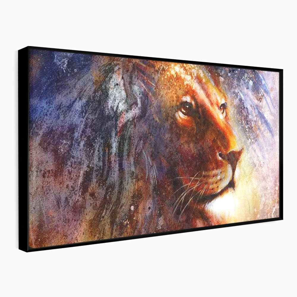 Tablou Canvas Premium, LuxCanva® M1388, Gardianul Universului, Leu, Regele Junglei, Nebuloasa, Stele, Univers, Aura, Expresiv, Infinit, Birou, Living, Camera Copil
