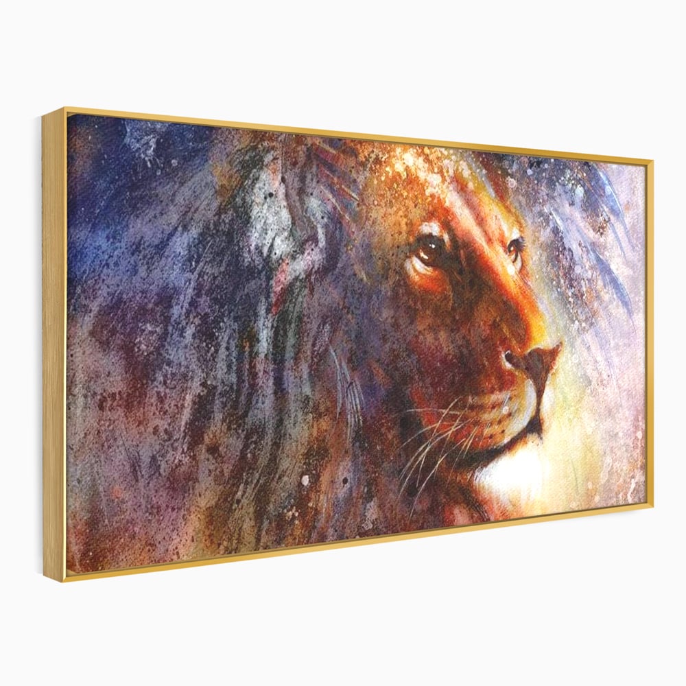 Tablou Canvas Premium, LuxCanva® M1388, Gardianul Universului, Leu, Regele Junglei, Nebuloasa, Stele, Univers, Aura, Expresiv, Infinit, Birou, Living, Camera Copil