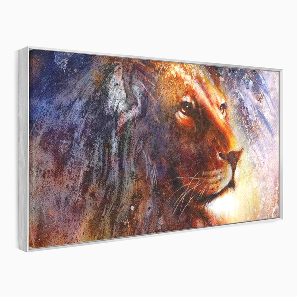 Tablou Canvas Premium, LuxCanva® M1388, Gardianul Universului, Leu, Regele Junglei, Nebuloasa, Stele, Univers, Aura, Expresiv, Infinit, Birou, Living, Camera Copil
