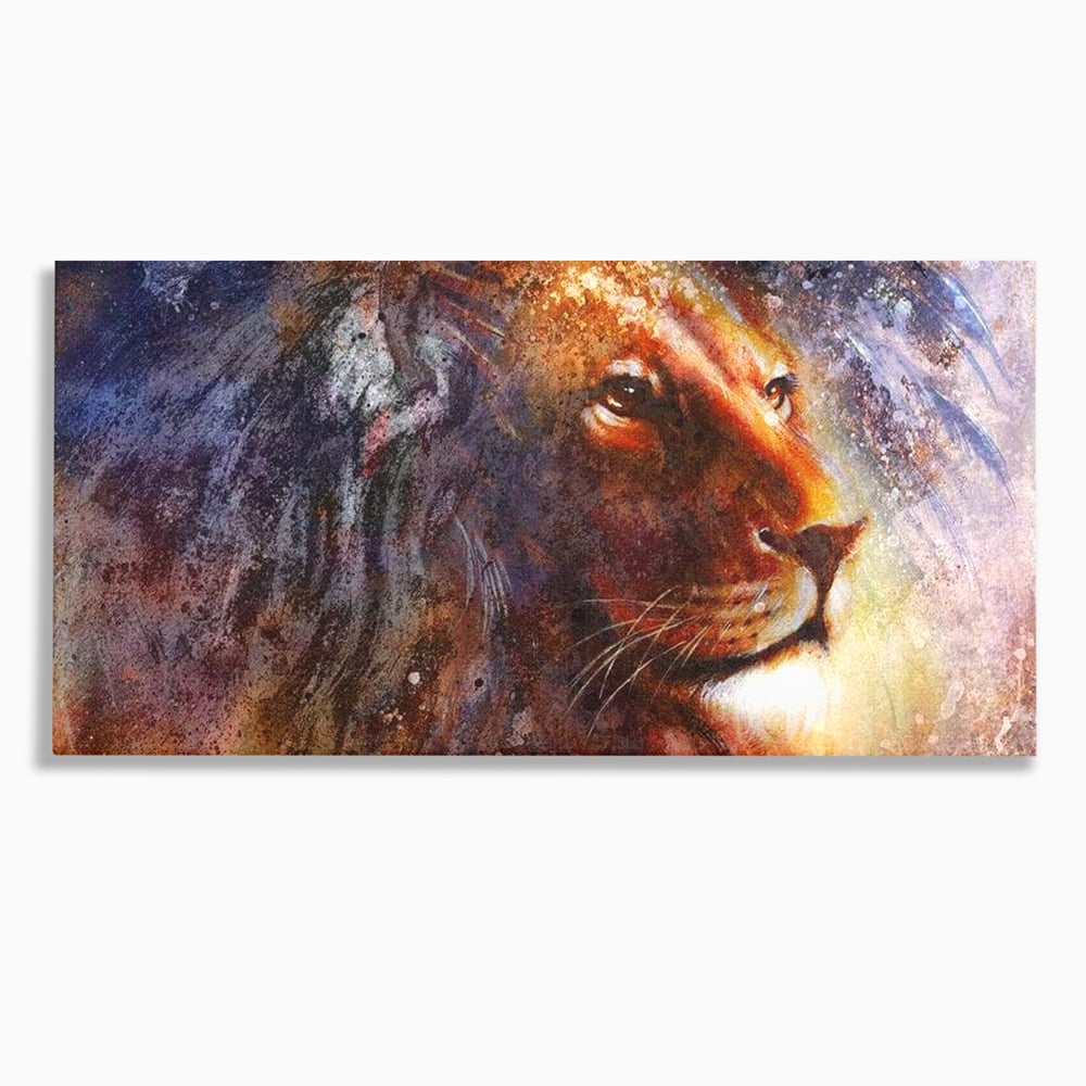 Tablou Canvas Premium, LuxCanva® M1388, Gardianul Universului, Leu, Regele Junglei, Nebuloasa, Stele, Univers, Aura, Expresiv, Infinit, Birou, Living, Camera Copil