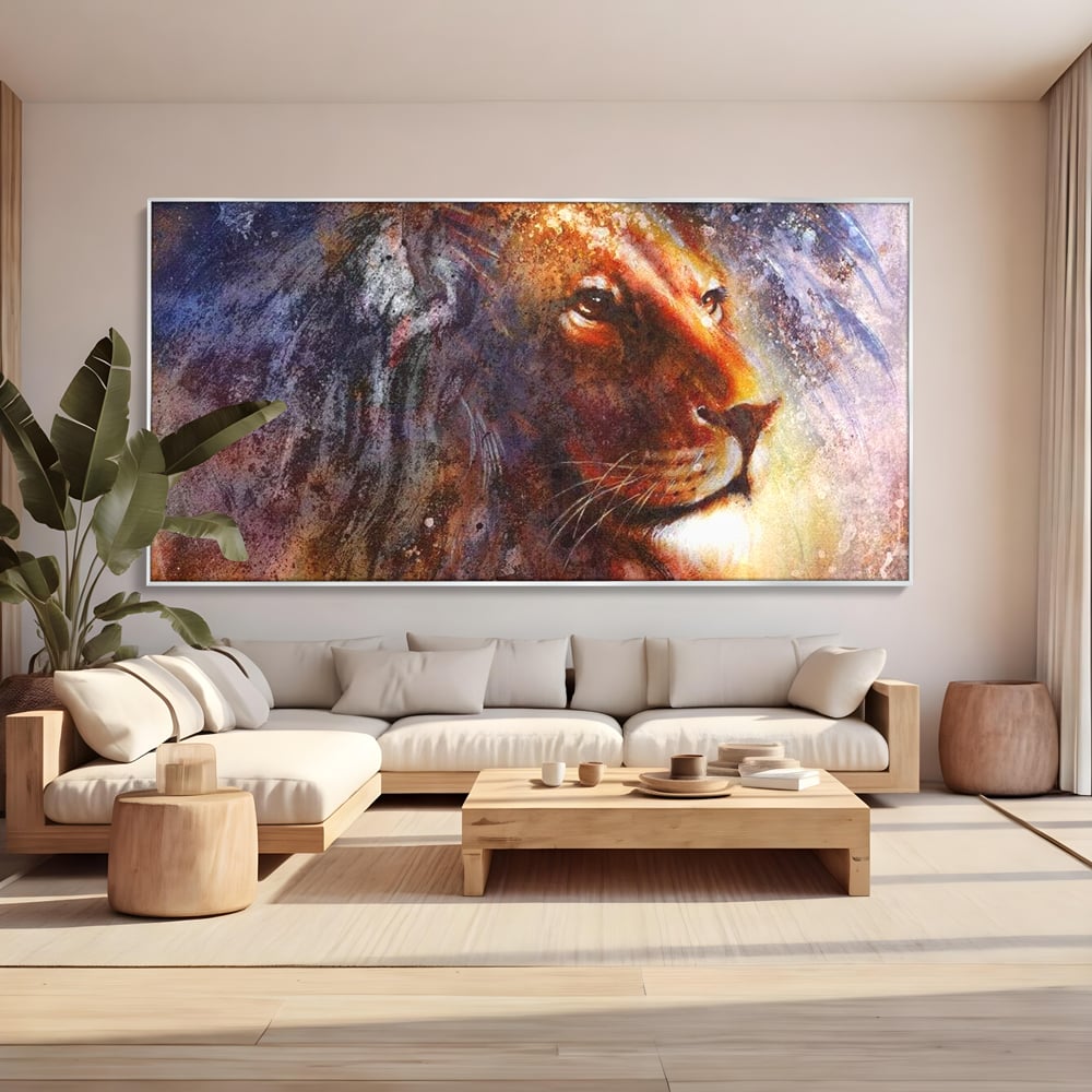 Tablou Canvas Premium, LuxCanva® M1388, Gardianul Universului, Leu, Regele Junglei, Nebuloasa, Stele, Univers, Aura, Expresiv, Infinit, Birou, Living, Camera Copil