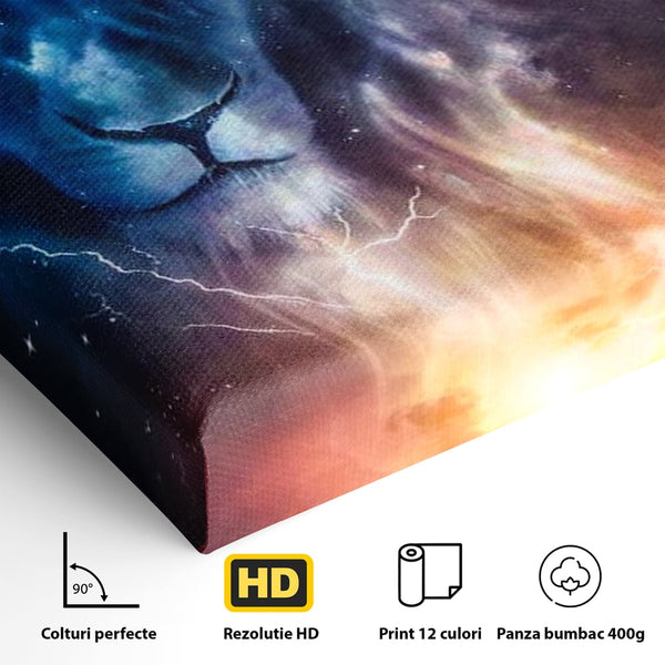 Leinwandbilder Premium, LuxCanva® M1390, Begegnung mit dem Unendlichen, Blitz, Halbmond, Universum, Sterne, Sonnenuntergang, Mond, Sonnenuntergang, Mond, Mond, Himmel, Mysterium, Geist, Geist, Magie, Büro, Wohnen, Kinderzimmer